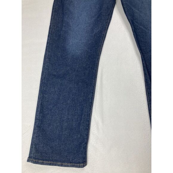 Levi's 501 Blue Dark Wash Button Fly Straight Leg Original Fit Jean Mens 42 x 32 - Picture 5 of 12